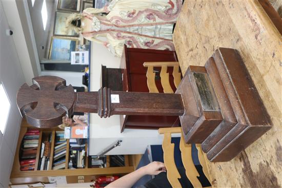 A Victorian Arts & Crafts carved oak celtic cross presented to Earl and Countess Fitzwilliam